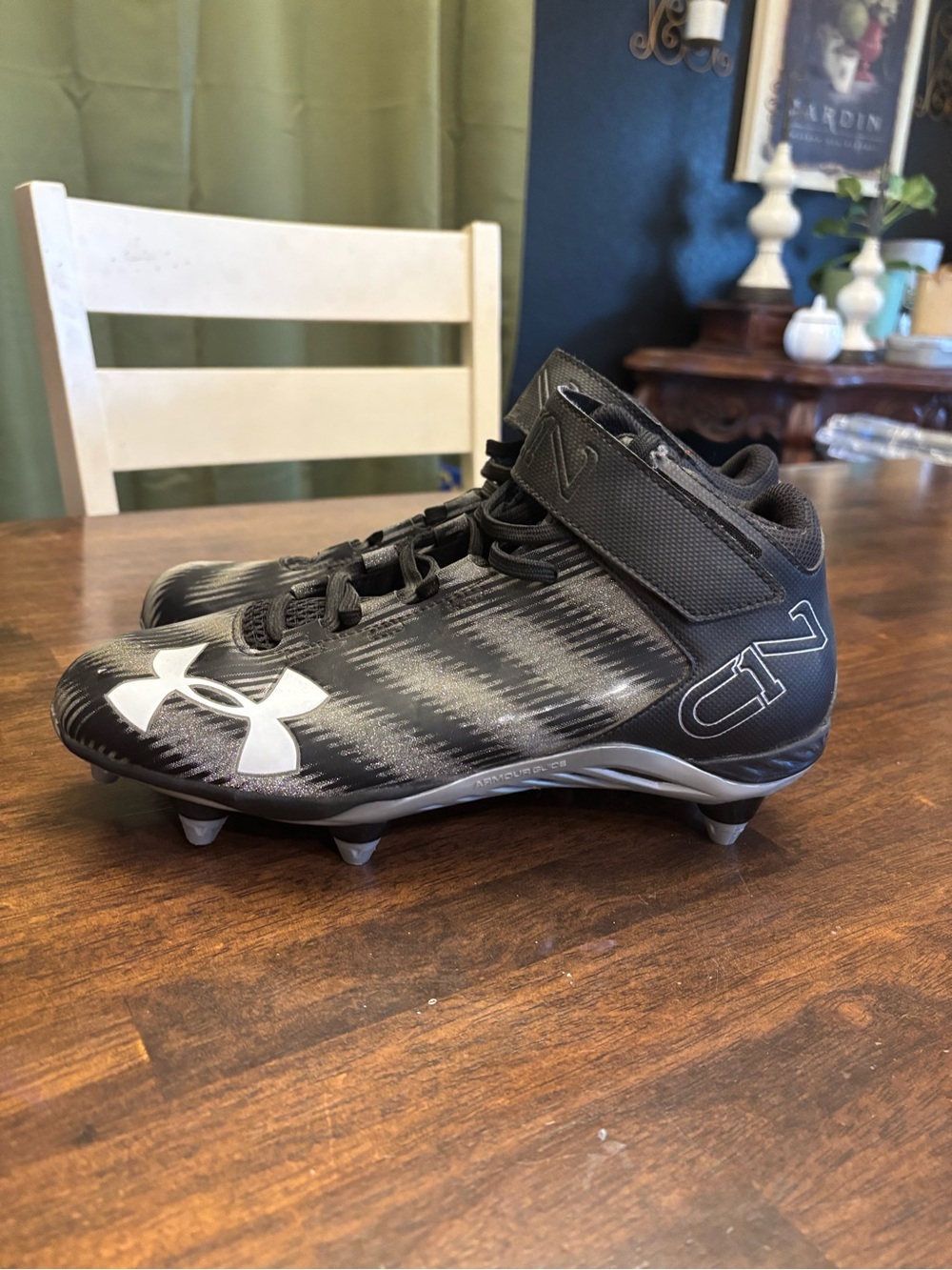 Under Armour C1N Cam Newton Football Cleats Men’s Size 9.5 Black Silver High Top